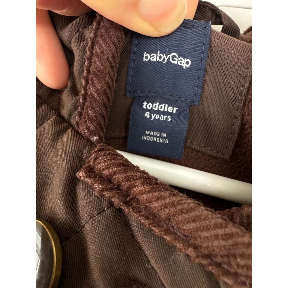 babyGap Toddler Quilted Hooded Jacket Brown Fleece Lined Barn Coat‎ 4 Years